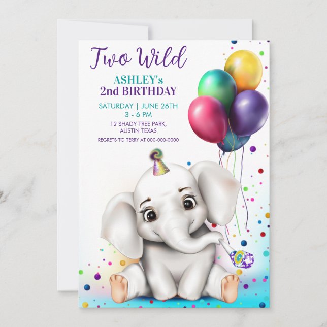 Invitation à la fête d'anniversaire de l'éléphant  (Devant)