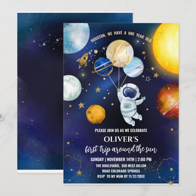 Invitation à la fête d'anniversaire de l'espace (Devant / Derrière)