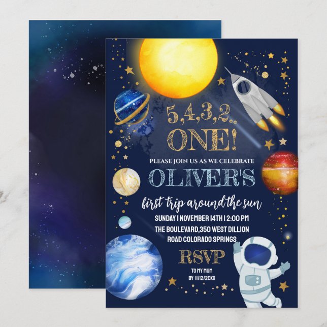 Invitation à la fête d'anniversaire de l'espace (Devant / Derrière)