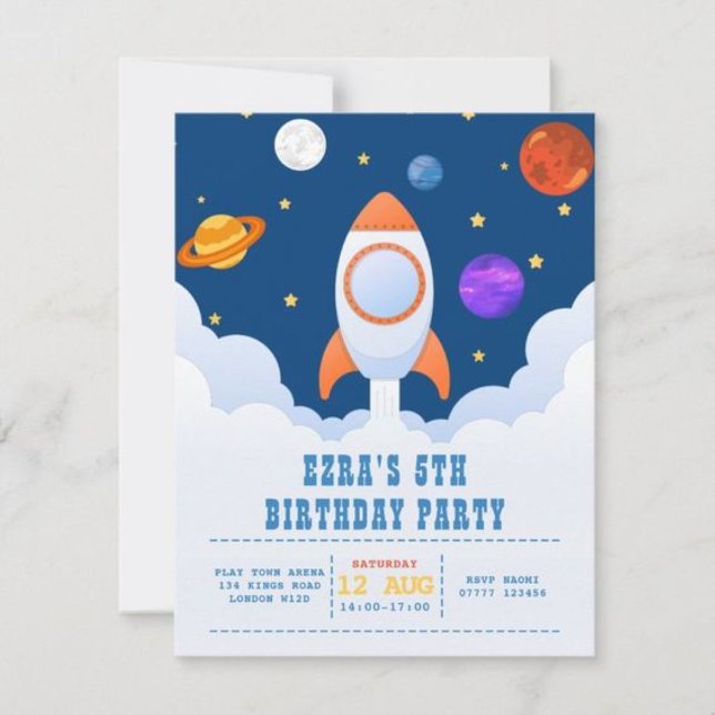 Invitation à la fête d'anniversaire de l'espace (Créateur téléchargé)
