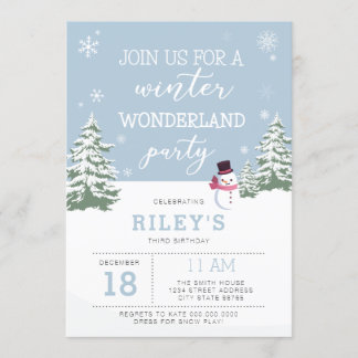 invitation à la fête d'anniversaire de l'hiver au