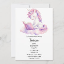 Invitation à la fête d'anniversaire de licorne de