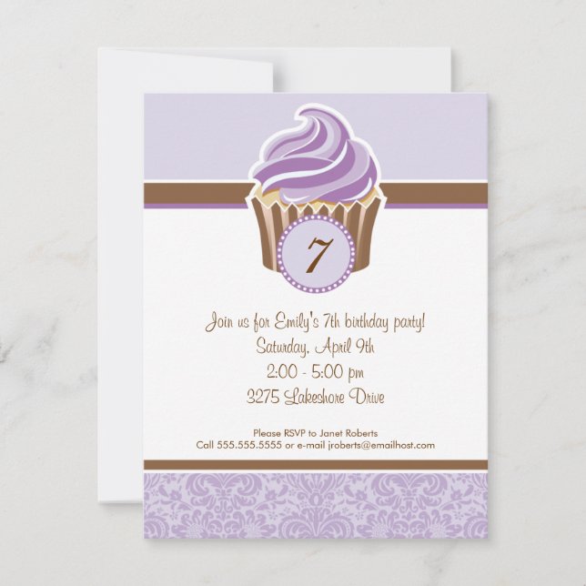 Invitation à la fête d'anniversaire de Lilac Cupca (Devant)