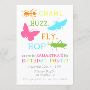 Invitation à la fête d'anniversaire de l'insecte f