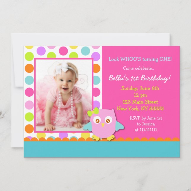 Invitation à la fête d'anniversaire de Little Owl (Devant)