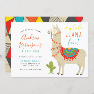Invitation à la fête d'anniversaire de Llama Fun