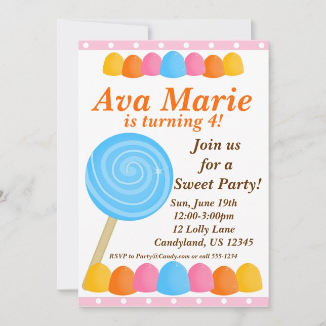 Invitation à la fête d'anniversaire de Lollipop Dr (Devant)