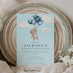 Invitation à la fête d'anniversaire de l'ours en p