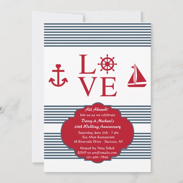 Invitation à la fête d'anniversaire de Love Sailin (Devant)