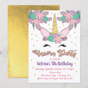 Invitation à la fête d'anniversaire de l'Unicorne