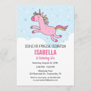 Invitation à la fête d'anniversaire de l'Unicorne