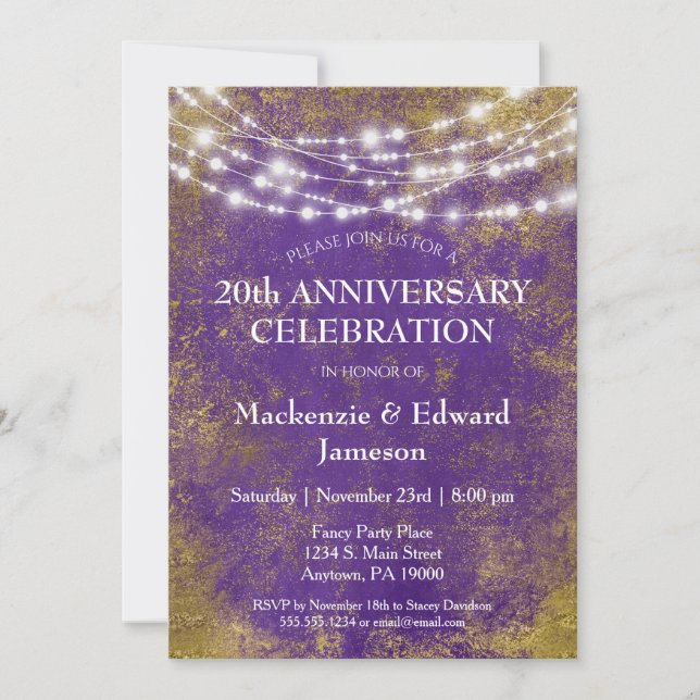 Invitation à la fête d'anniversaire de mariage aux (Devant)