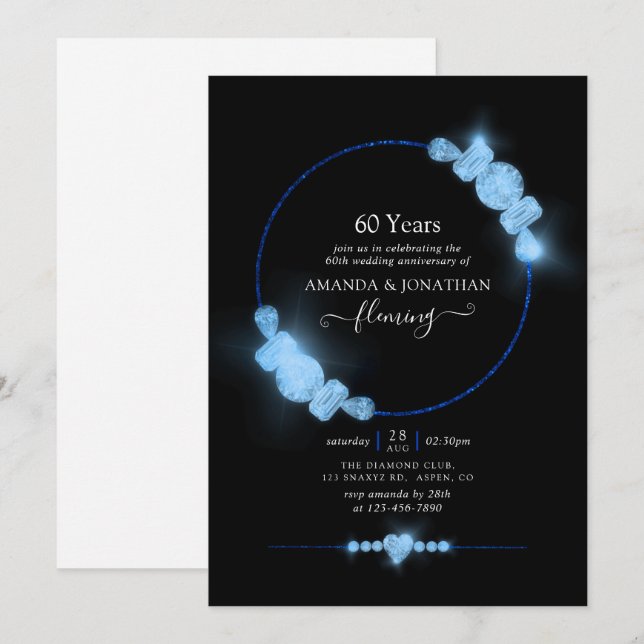 Invitation à la fête d'anniversaire de mariage Blu (Devant / Derrière)