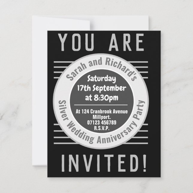 Invitation à la fête d'anniversaire de mariage d'a (Devant)