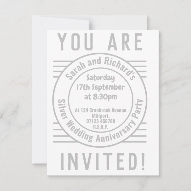 Invitation à la fête d'anniversaire de mariage d'a (Devant)