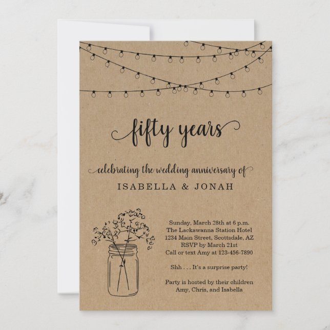 Invitation à la fête d'anniversaire de mariage de  (Devant)