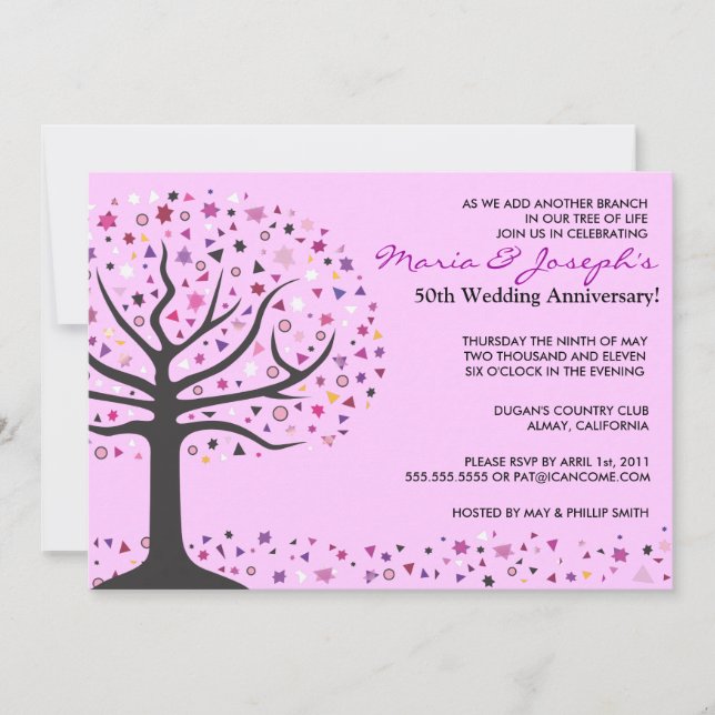 Invitation à la fête d'anniversaire de mariage Tre (Devant)