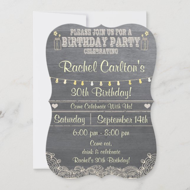 Invitation à la fête d'anniversaire de Mason Jar (Devant)