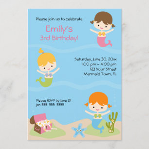 Invitation à la fête d'anniversaire de Mermaid