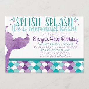 Invitation à la fête d'anniversaire de Mermaid