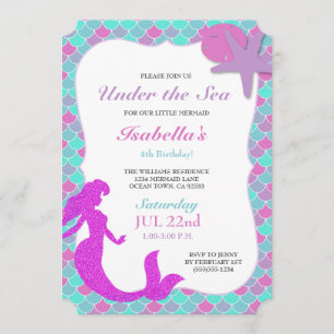 Invitation à la fête d'anniversaire de Mermaid