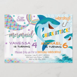 Invitation à la fête d'anniversaire de Mermaid Sha