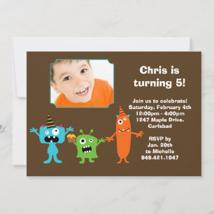 Invitation à la fête d'anniversaire de Monster