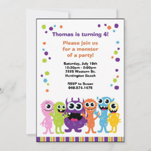 Invitation à la fête d'anniversaire de Monster