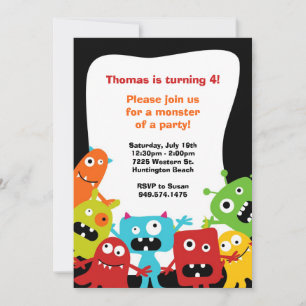 Invitation à la fête d'anniversaire de Monster