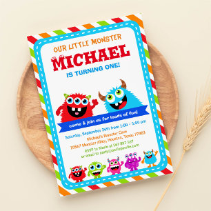 Invitation à la fête d'anniversaire de Monster Bas