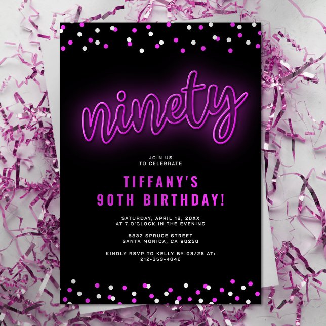 Invitation à la fête d'anniversaire de Neon Ninety (Créateur téléchargé)