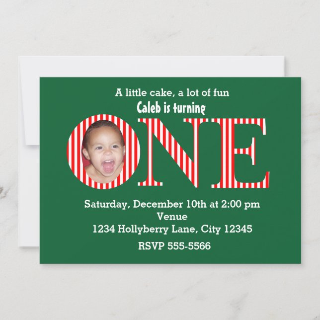 Invitation à la fête d'anniversaire de Noël un 1er (Devant)