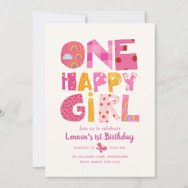 Invitation à la fête d'anniversaire de One Happy G (Devant)