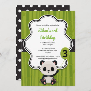Invitation à la fête d'anniversaire de Panda - Ver