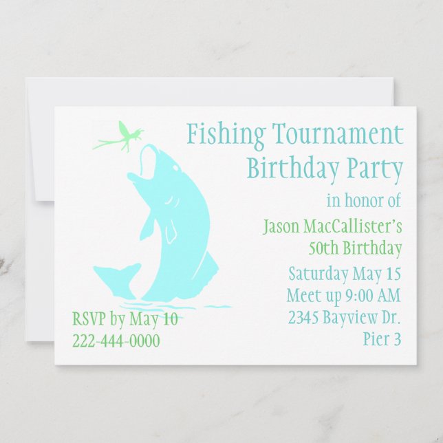 Invitation à la fête d'anniversaire de pêche (Devant)
