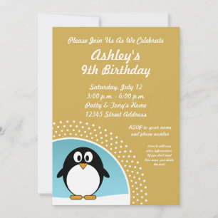 Invitation à la fête d'anniversaire de Penguin