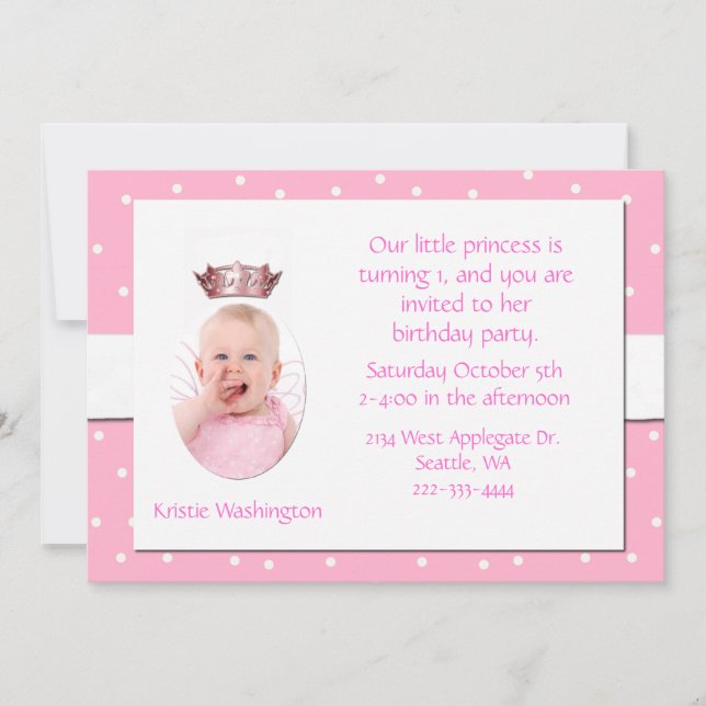 Invitation à la fête d'anniversaire de Pink and Wh (Devant)