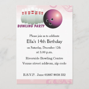 Invitation à la fête d'anniversaire de Pink Bowlin