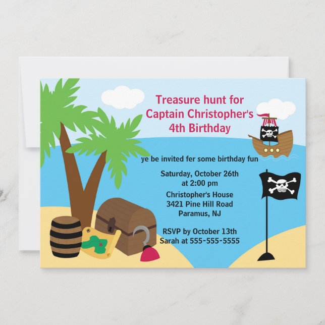 Invitation à la fête d'anniversaire de Pirate Ahoy (Devant)
