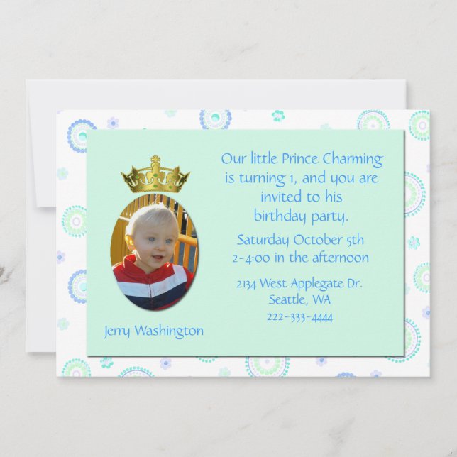 Invitation à la fête d'anniversaire de Prince Char (Devant)