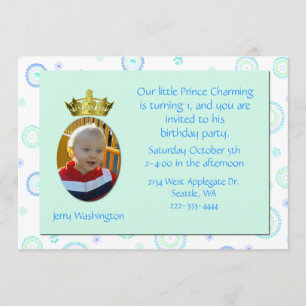 Invitation à la fête d'anniversaire de Prince Char