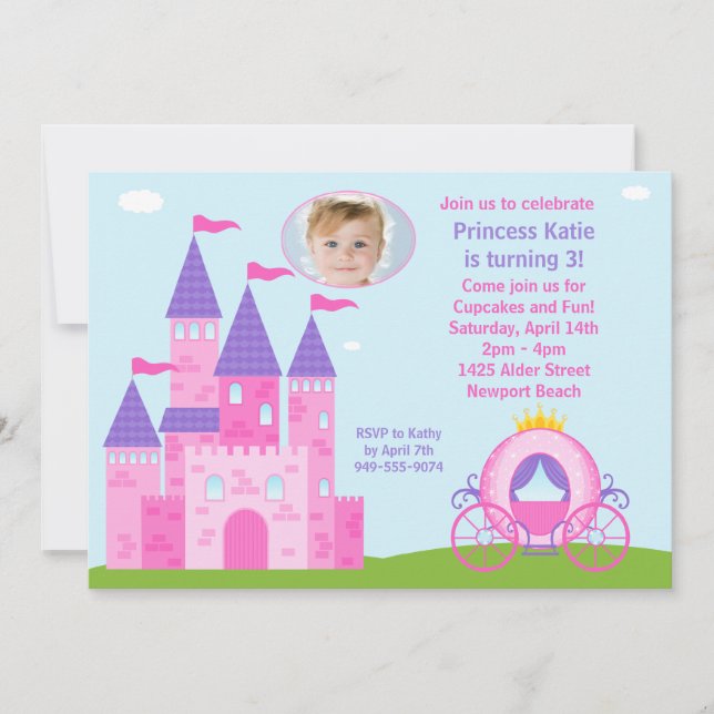 Invitation à la fête d'anniversaire de Princess (Devant)