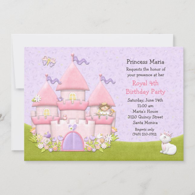 Invitation à la fête d'anniversaire de Princess (Devant)