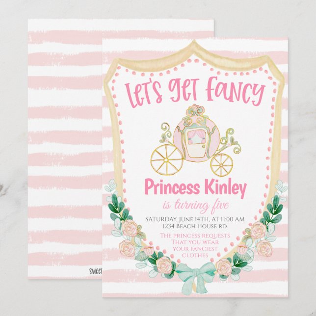 Invitation à la fête d'anniversaire de princesse (Devant / Derrière)