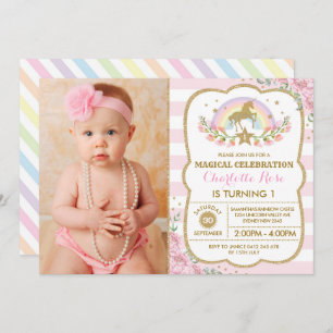 Invitation à la fête d'anniversaire de Rainbow Flo