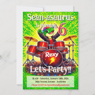 Invitation à la fête d'anniversaire de Rexy le Roc