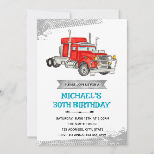 Invitation à la fête d'anniversaire de semi-camion