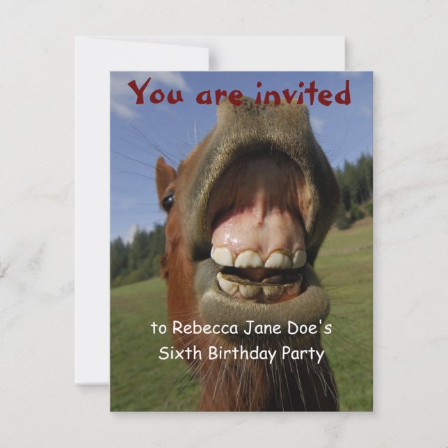 Invitation à la fête d'anniversaire de Silly Horse (Devant)