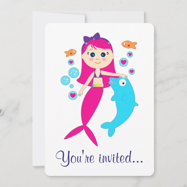 Invitation à la fête d'anniversaire de Sirène et d (Devant)