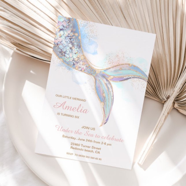Invitation à la fête d'anniversaire de Sirène - so (Mermaid Birthday Invitation)